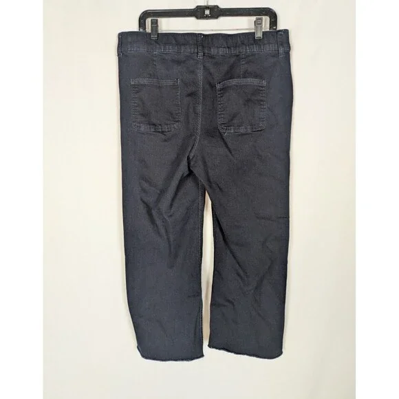 Denim & Co Jeans 16 Women's Blue Dark Wash Straight Leg Raw Hem Pull On Cozy - Picture 4 of 8